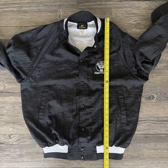 Vtg Jagermeister Bomber Jacket Logo Black Nylon K-Products Made In USA Men M EUC - Picture 8 of 11